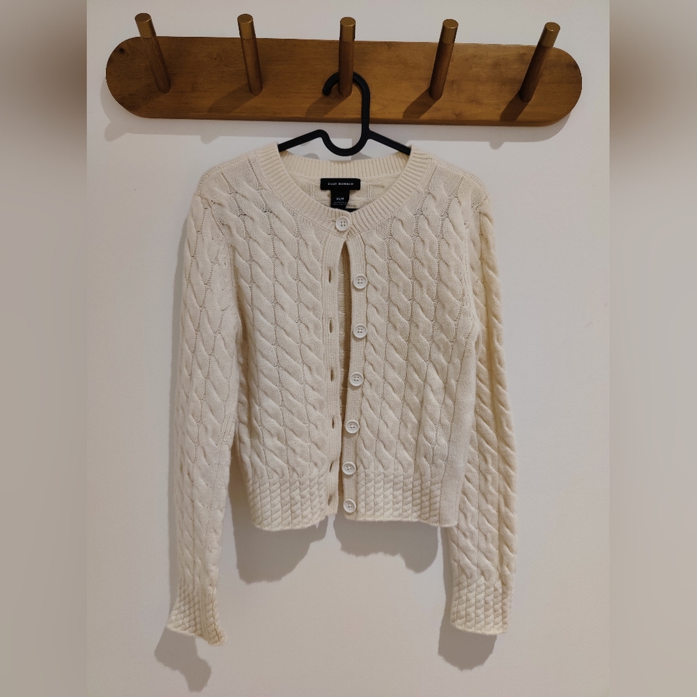 Club Monaco Cream Cable Knit Cardigan Sweater - XS